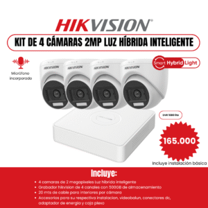 Kit de 4 cámaras 2MP Luz híbrida inteligente
